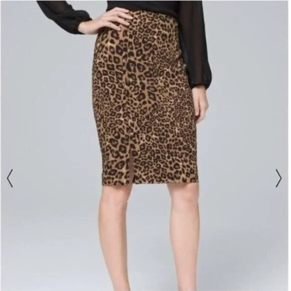 NWOT White House Black Market Leopard Pencil Skirt - Picture 3 of 4
